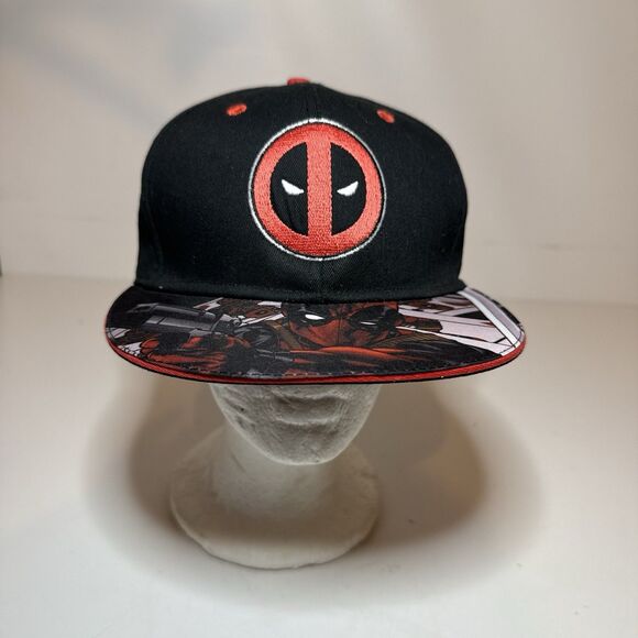 Marvel Deadpool Hat Cap Snapback All over Print flat brim Comic DC Men’s OSFM - Picture 1 of 7